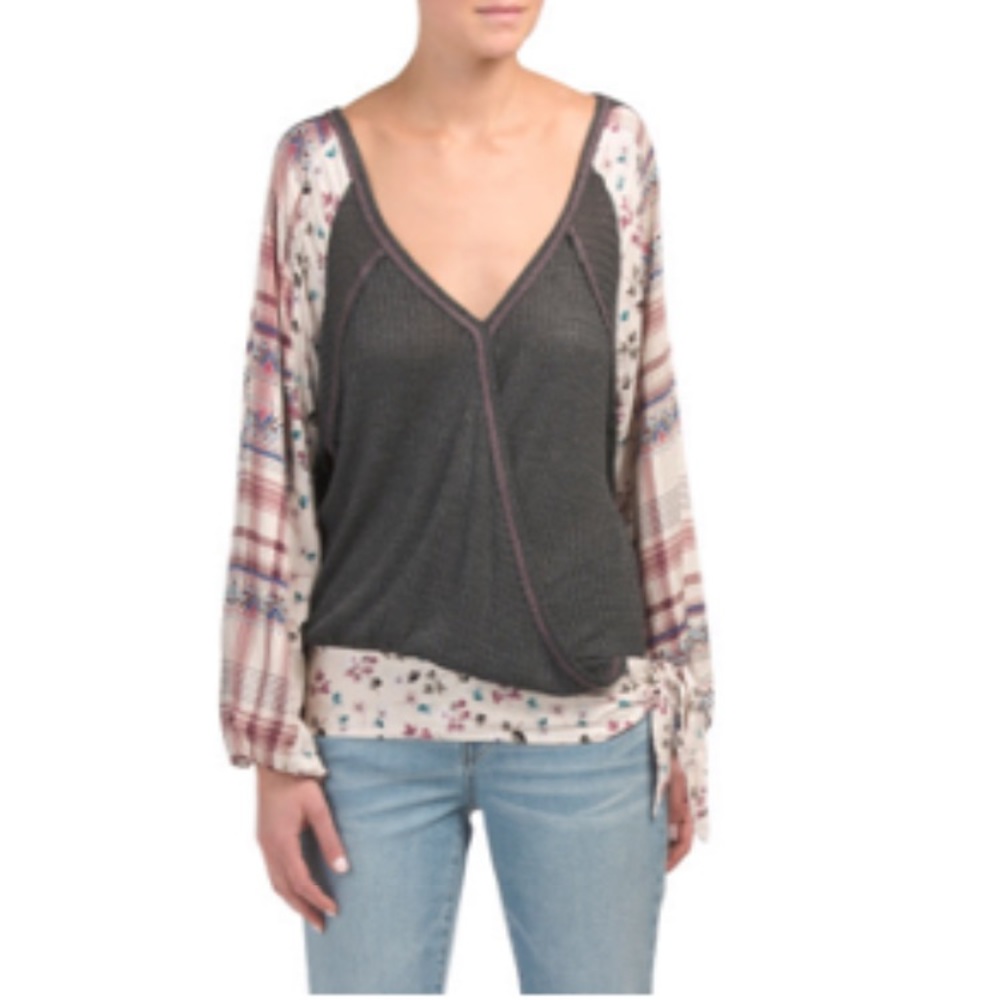 Botanique Mixed Media Thermal Wrap Top Size Large